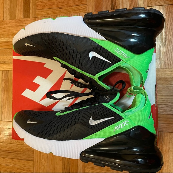 Nike Air Max 270 black and green - Size 6Y/ Women’s 7.5 - Picture 7 of 9